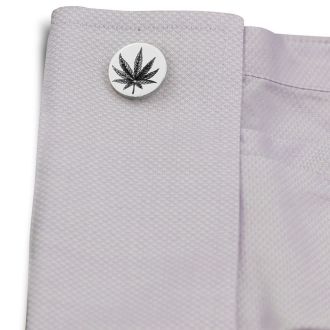 Octavius Cannabis Leaf Cufflinks, Silver