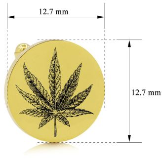 Octavius Cannabis Leaf Cufflinks, Yellow Gold