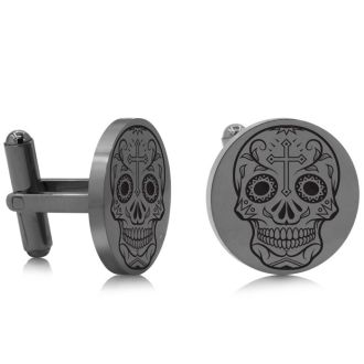Octavius Skull and Cross Cufflinks, Gunmetal