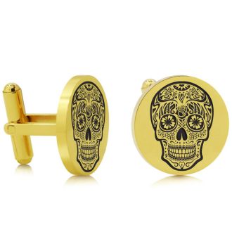 Octavius Skull Cufflinks, Yellow Gold
