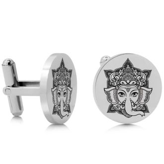 Octavius Ganesha Cufflinks, Silver
