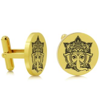 Octavius Ganesha Cufflinks, Yellow Gold