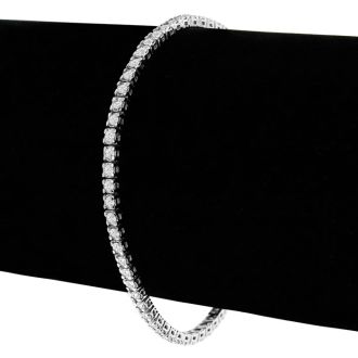 2.30 Carat Diamond Mens Tennis Bracelet In 14 Karat White Gold, 8 Inches