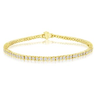 2.30 Carat Diamond Mens Tennis Bracelet In 14 Karat Yellow Gold, 8 Inches