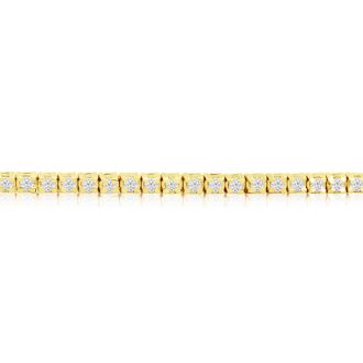 2.30 Carat Diamond Mens Tennis Bracelet In 14 Karat Yellow Gold, 8 Inches