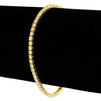 2.30 Carat Diamond Mens Tennis Bracelet In 14 Karat Yellow Gold, 8 Inches