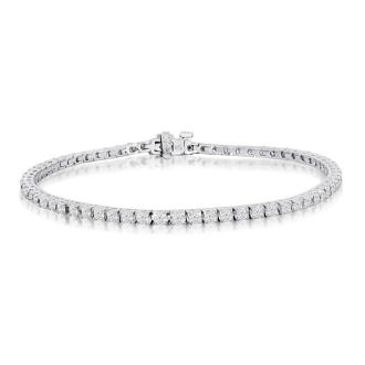 3 1/2 Carat Diamond Mens Tennis Bracelet In 14 Karat White Gold, 8 Inches