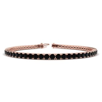 4 1 4 Carat Mens Black Diamond Bracelet In 14 Karat Rose Gold 7 1 2 Inches