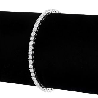 5 Carat Diamond Mens Tennis Bracelet In 14 Karat White Gold, 8 1/2 Inches