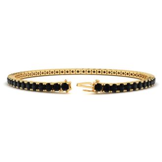5 Carat Mens Black Diamond Bracelet In 14 Karat Yellow Gold, 9 Inches
