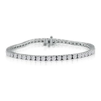6 Carat Diamond Mens Tennis Bracelet In 14 Karat White Gold, 8 1/2 Inches