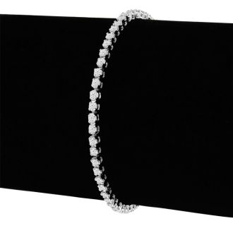 2 1/4 Carat Diamond Mens Tennis Bracelet In 14 Karat White Gold, 8 Inches