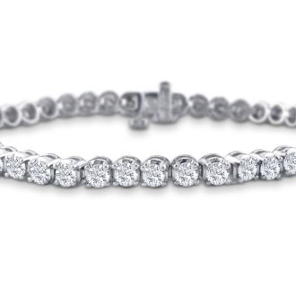 3 1/2 Carat Diamond Mens Tennis Bracelet In 14 Karat White Gold, 8 Inches