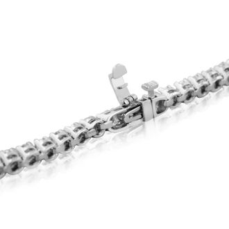 6 1/4 Carat Diamond Mens Tennis Bracelet In 14 Karat White Gold, 9 Inches