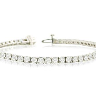 7 1/2 Carat Diamond Mens Tennis Bracelet In 14 Karat White Gold, 7 1/2 Inches