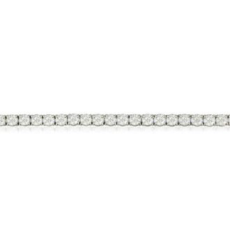 7 1/2 Carat Diamond Mens Tennis Bracelet In 14 Karat White Gold, 7 1/2 Inches