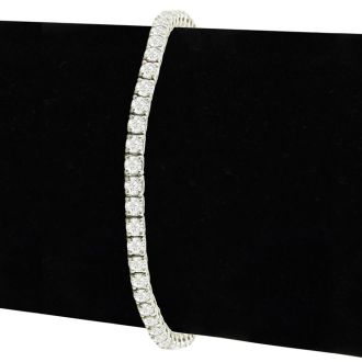 7 1/2 Carat Diamond Mens Tennis Bracelet In 14 Karat White Gold, 7 1/2 Inches