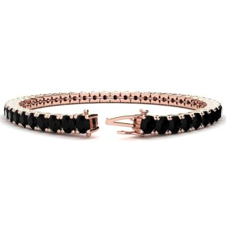 11 3 4 Carat Mens Black Diamond Bracelet In 14 Karat Rose Gold 9 Inches