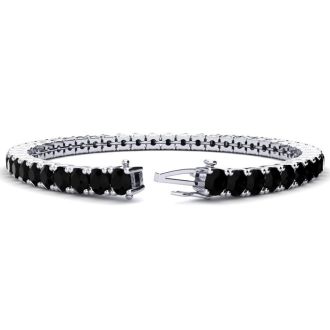 10 1/2 Carat Mens Black Diamond Bracelet In 14 Karat White Gold, 8 Inches