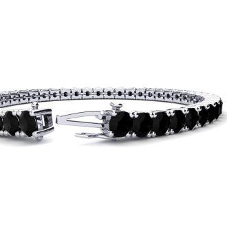 10 1/2 Carat Mens Black Diamond Bracelet In 14 Karat White Gold, 8 Inches