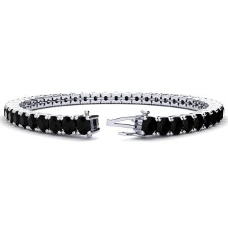 11 3/4 Carat Mens Black Diamond Bracelet In 14 Karat White Gold, 9 Inches