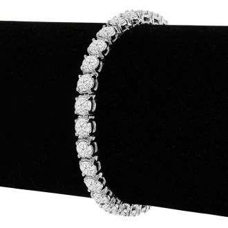 12 Carat Diamond Mens Tennis Bracelet In 14 Karat White Gold, 7 1/2 Inches