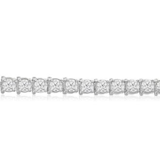 13 1/2 Carat Diamond Mens Tennis Bracelet In 14 Karat White Gold, 8 1/2 Inches