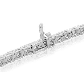 13 1/2 Carat Diamond Mens Tennis Bracelet In 14 Karat White Gold, 8 1/2 Inches