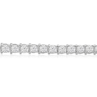 10 1/2 Carat Diamond Mens Tennis Bracelet In 14 Karat White Gold, 8 Inches