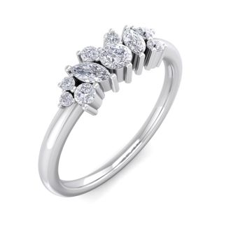 1/3 Carat Round and Marquise Diamond Ring In 14 Karat White Gold