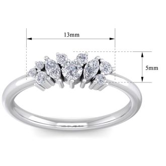 1/3 Carat Round and Marquise Diamond Ring In 14 Karat White Gold