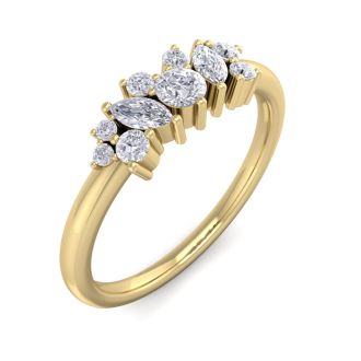 1/3 Carat Round and Marquise Diamond Ring In 14 Karat Yellow Gold