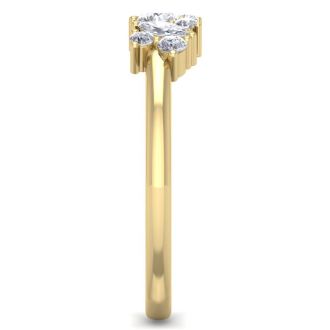 1/3 Carat Round and Marquise Diamond Ring In 14 Karat Yellow Gold