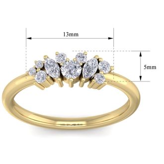 1/3 Carat Round and Marquise Diamond Ring In 14 Karat Yellow Gold