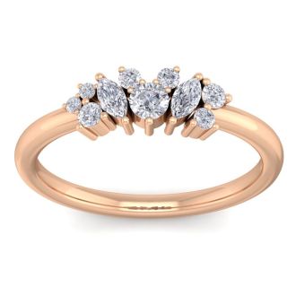 1/3 Carat Round and Marquise Diamond Ring In 14 Karat Rose Gold