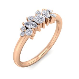 1/3 Carat Round and Marquise Diamond Ring In 14 Karat Rose Gold