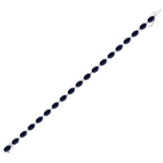 12 Carat Oval Shape Sapphire and Diamond Bracelet In 14 Karat White Gold, 12 Carat Oval Shape Sapphire and Diamond Bracelet In 14 Karat White Gold, 7 Inches