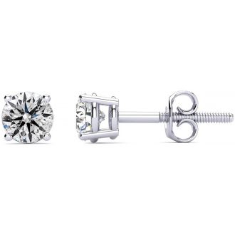 1 Carat Colorless Diamond Stud Earrings In 14 Karat White Gold