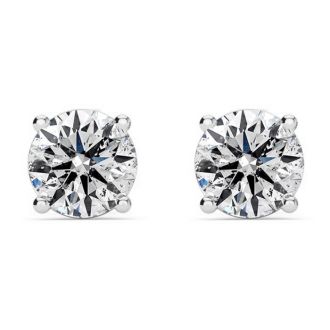 1 Carat Colorless Diamond Stud Earrings In 14 Karat White Gold