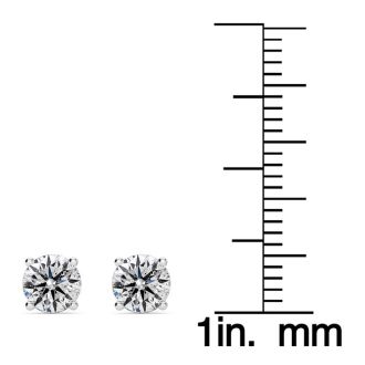 1 Carat Colorless Diamond Stud Earrings In 14 Karat White Gold