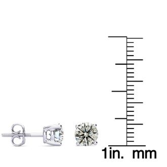 1.65 Carat Colorless Diamond Stud Earrings 14 Karat White Gold