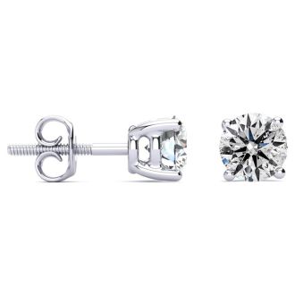 1.60 Carat Colorless Diamond Stud Earrings 14 Karat White Gold. Huge Diamond Earrings, Amazing Low Price!