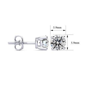 1.60 Carat Colorless Diamond Stud Earrings 14 Karat White Gold. Huge Diamond Earrings, Amazing Low Price!