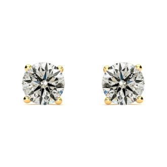 1.60 Carat Colorless Diamond Stud Earrings 14 Karat Yellow Gold