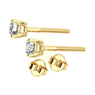 1.60 Carat Colorless Diamond Stud Earrings 14 Karat Yellow Gold