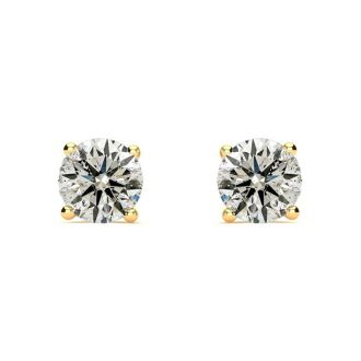 1.55 Carat Colorless Diamond Stud Earrings 14 Karat Yellow Gold. Really Amazing Superwhite Diamonds At An Incredible Price!
