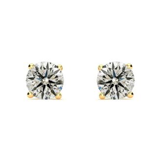 1.55 Carat Colorless Diamond Stud Earrings 14 Karat Yellow Gold. Really Amazing Superwhite Diamonds At An Incredible Price!