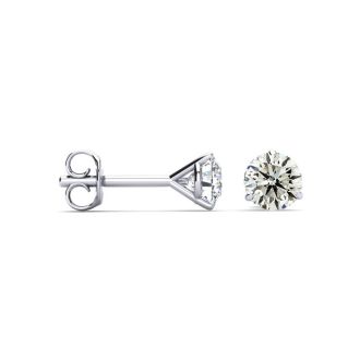 1.55 Carat Colorless Diamond Stud Earrings in 14 Karat White Gold Martini Setting