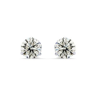 1.55 Carat Colorless Diamond Stud Earrings in 14 Karat White Gold Martini Setting
