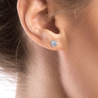 1.45 Carat Colorless Diamond Stud Earrings In 14 Karat White Gold